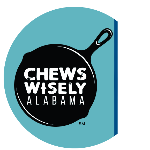 Chews Wisely Logo - Skillet with the words Chews Wisely