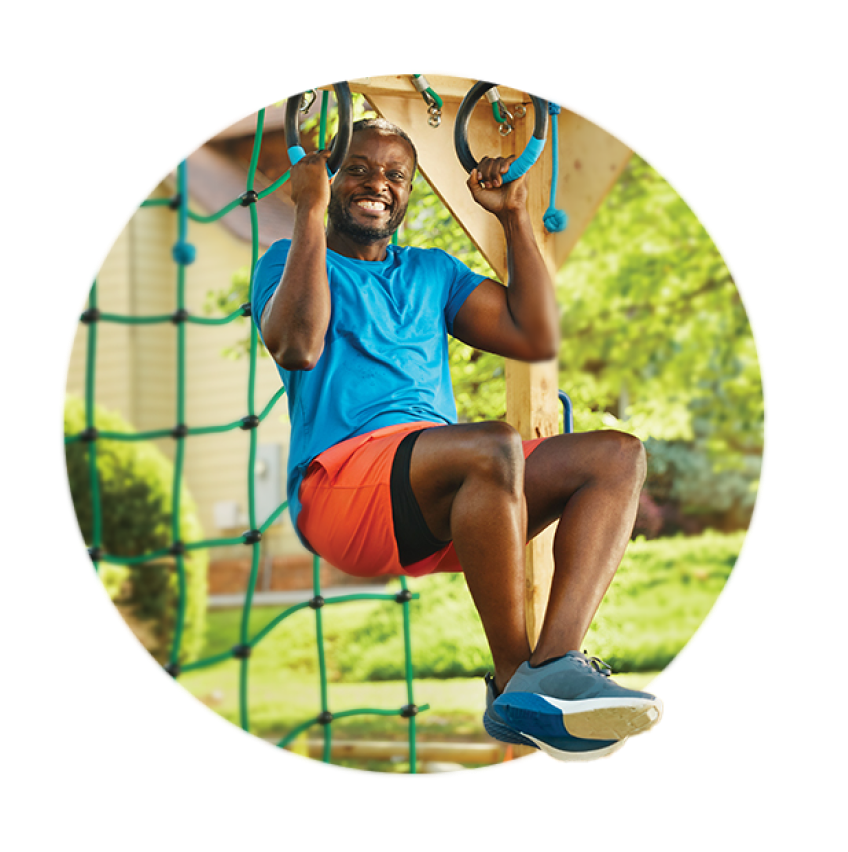 man on gymnastic rings