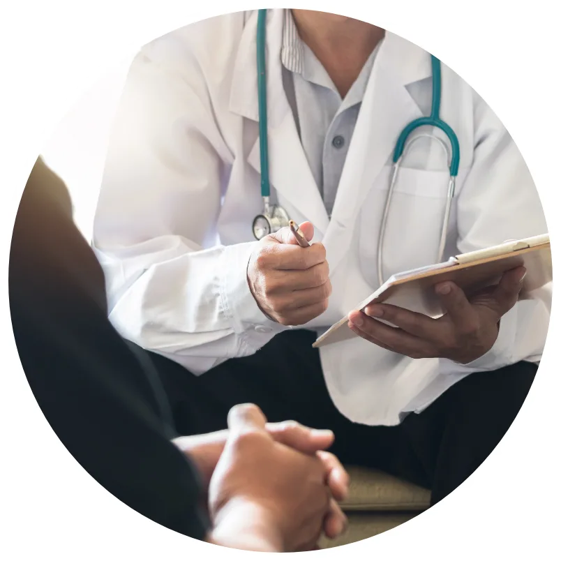 doctor talks with patient