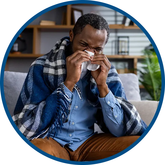 A man sick at home