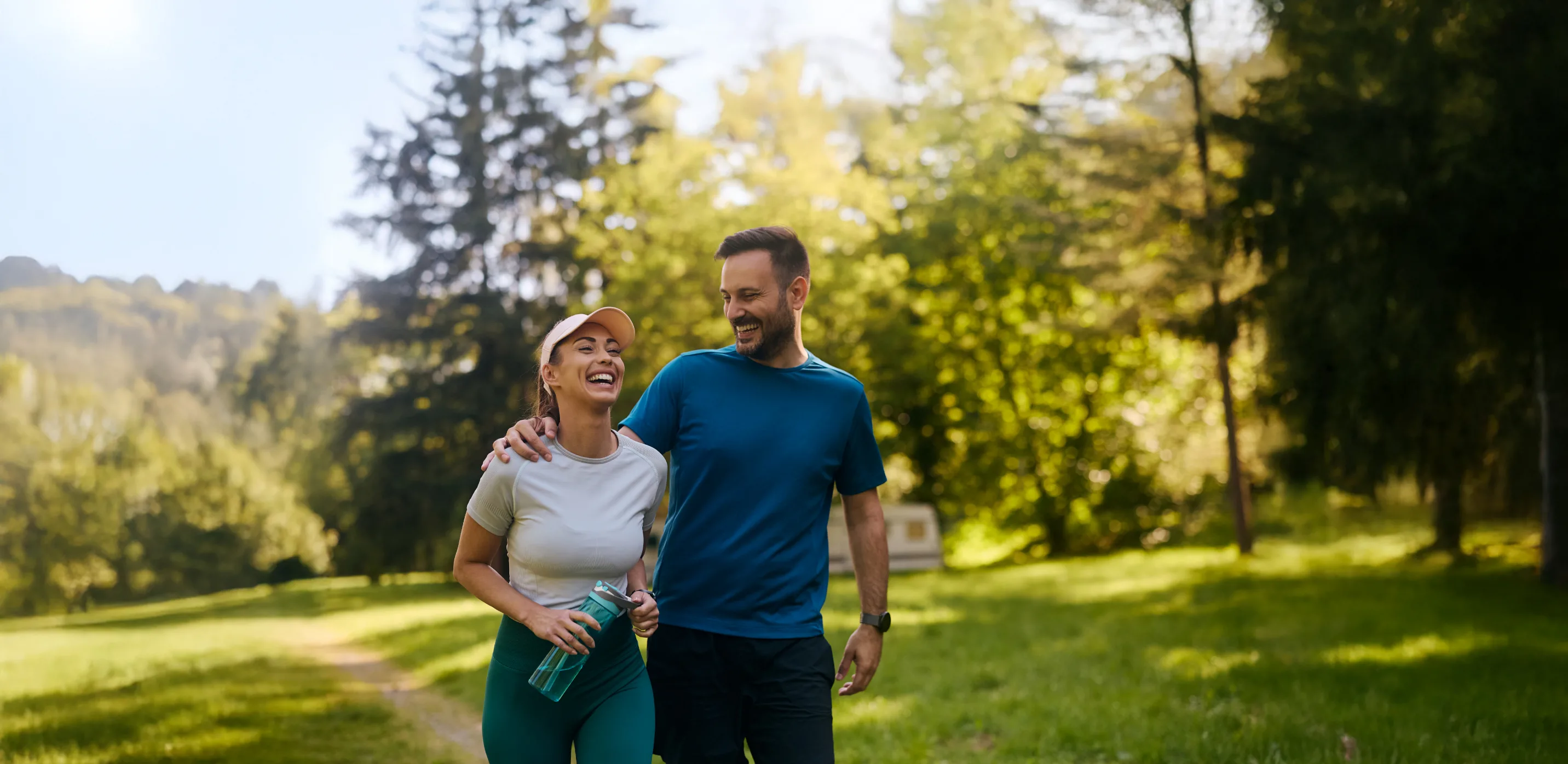 Couple taking walk in a park