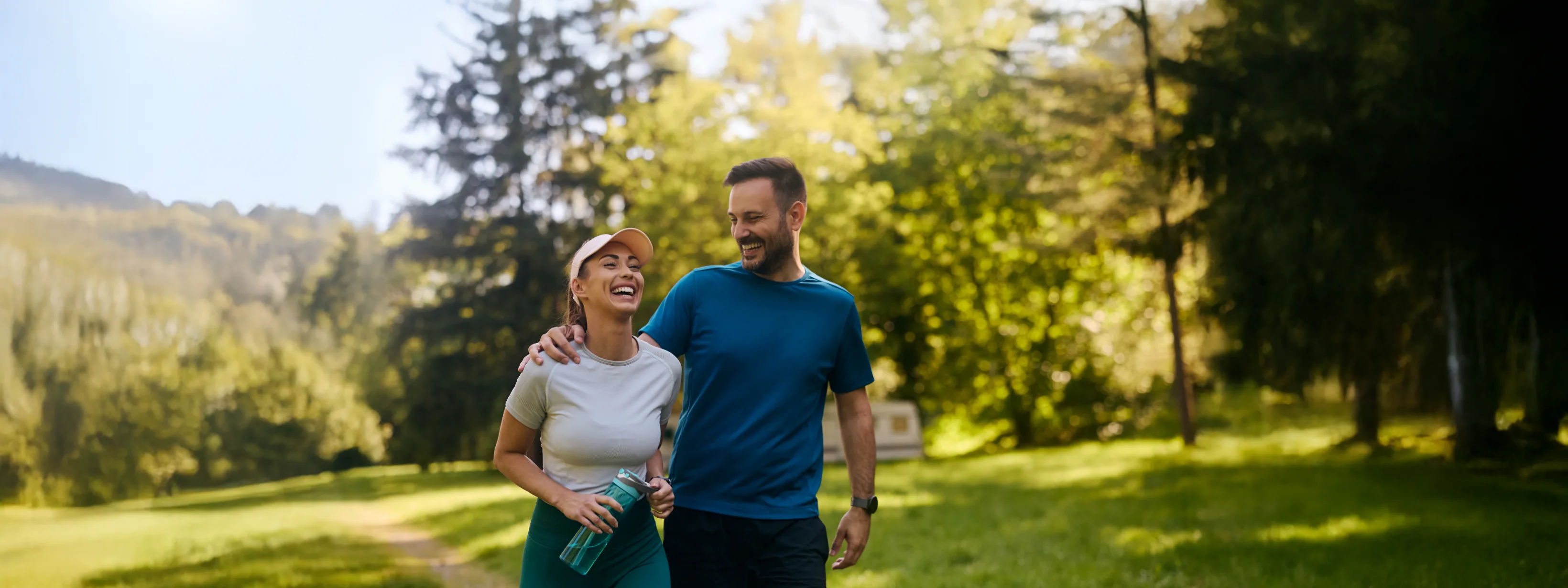 Couple taking walk in a park