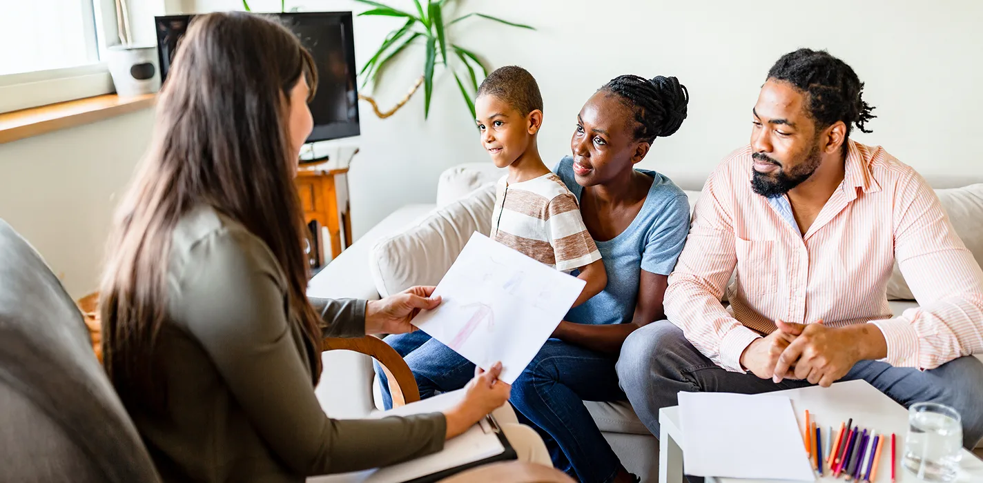 A family speaking to a provider