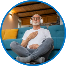 Man with headphones meditating